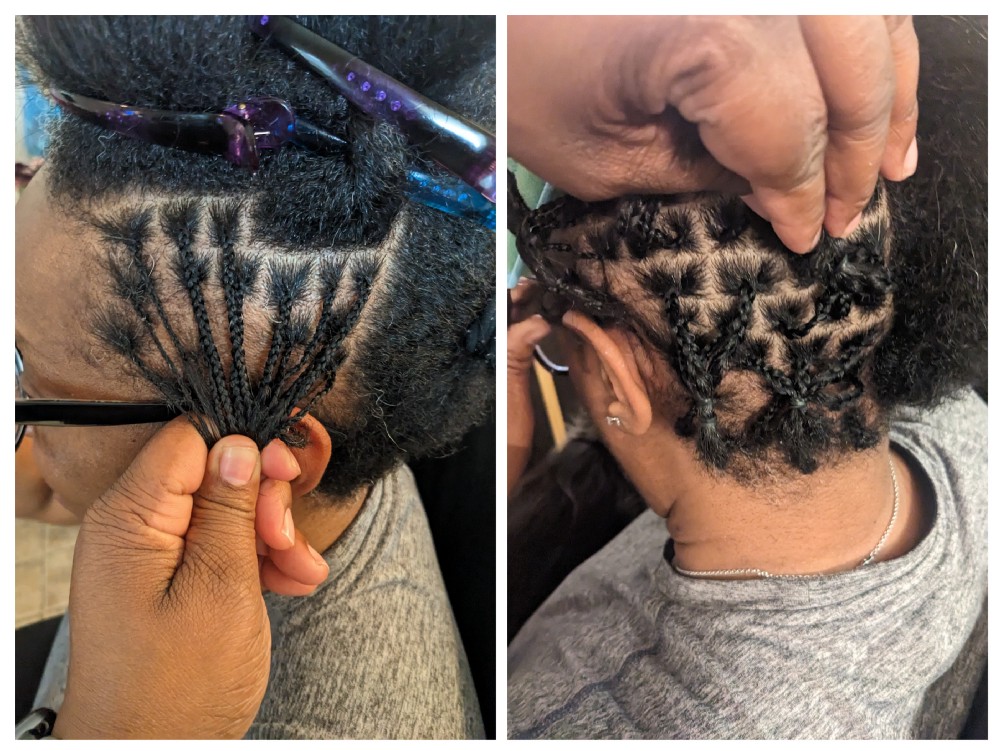 Microlocs grid pattern. Photo Credit: Akua Montgomery and Tremaine L. Loadholt